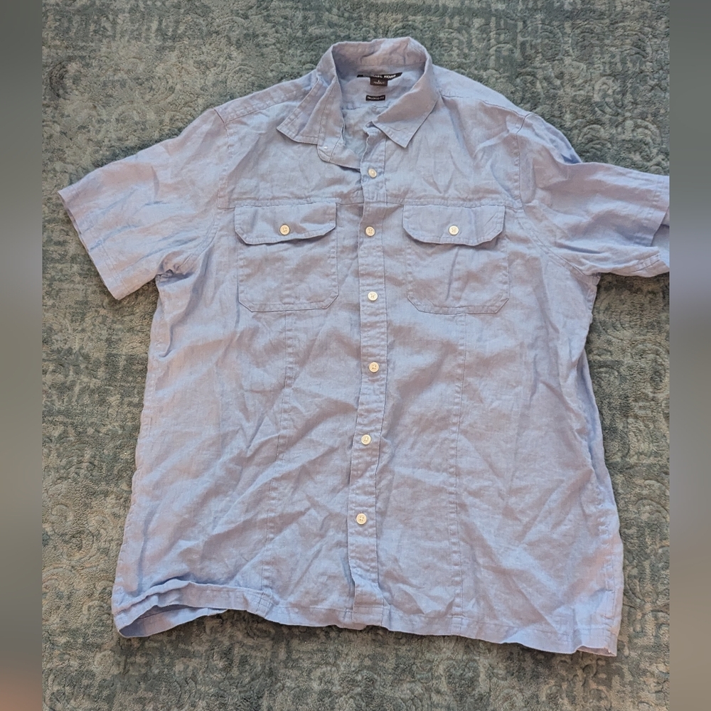 Michael Kors Linen Button Down Shirt Women Size L